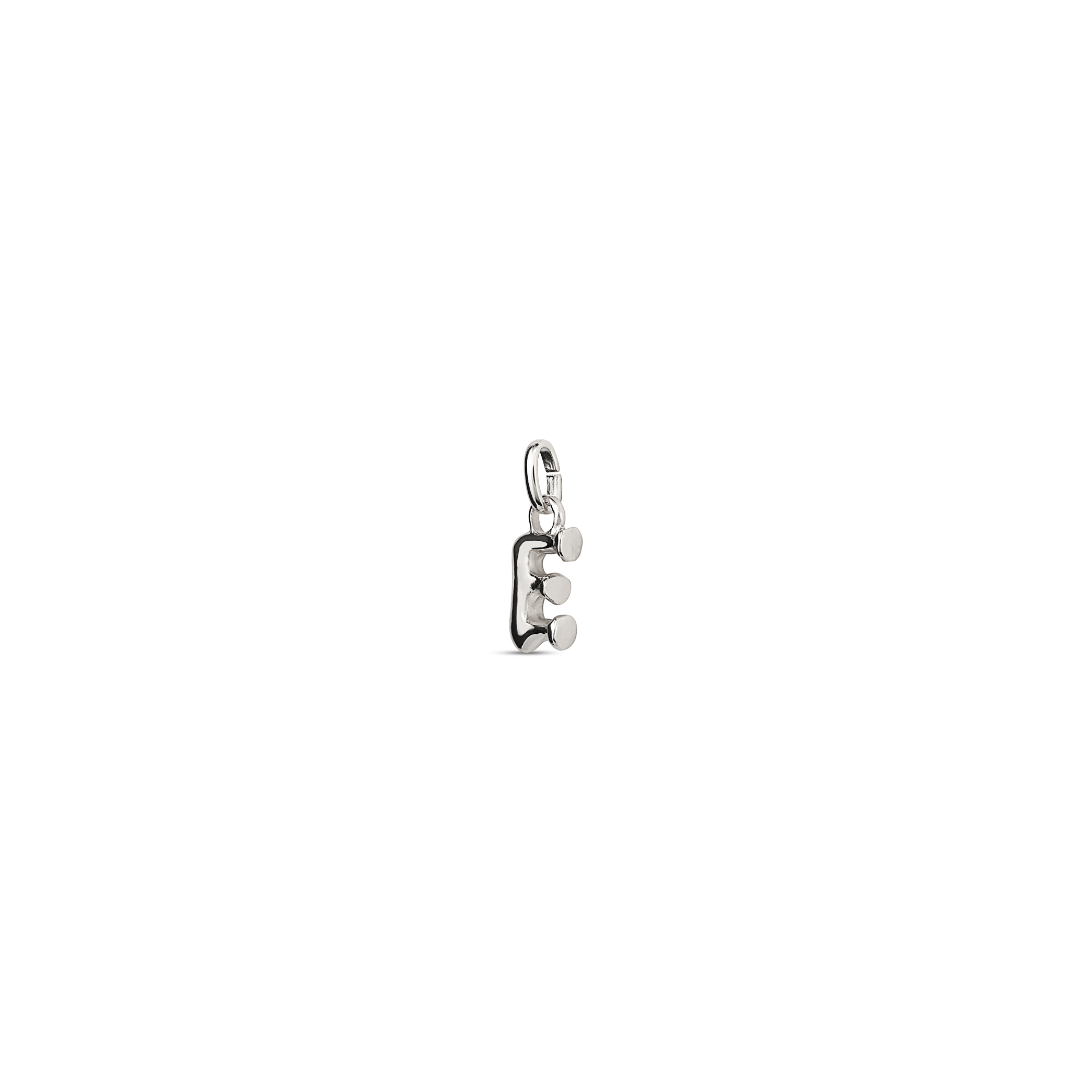 Sterling silver-plated charm with small letter E, Silver, large image number null